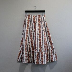 Chic Floral Stripe Midi Skirt